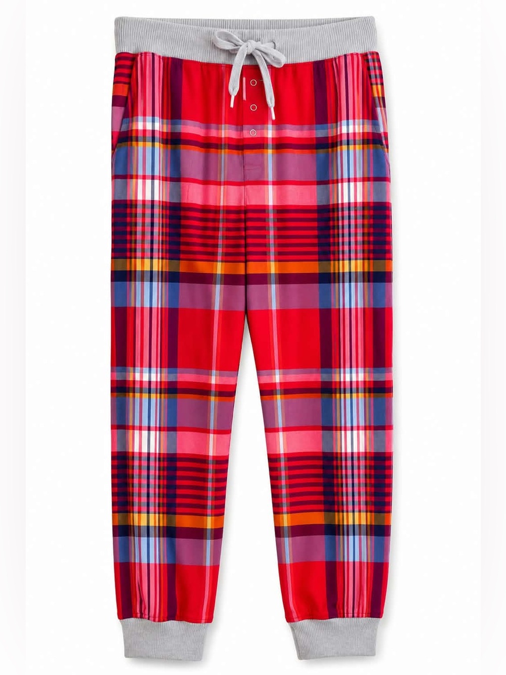 aerie Red Plaid Cotton Flannel Grey Knit Waistband Pajama Pants – Medium GUC
